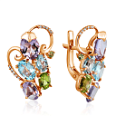 Серьги из красного золота с аметистом, топазом