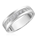 Кольцо обручальное из белого золота с бриллиантами