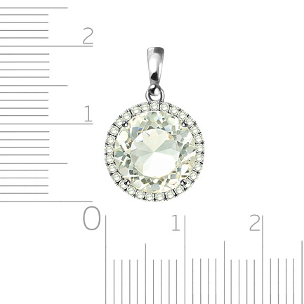 Подвеска из белого золота с бриллиантами, топазом