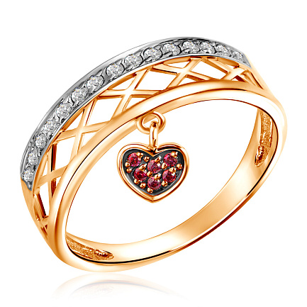 Кольцо из красного золота с фианитами Свидание в Париже