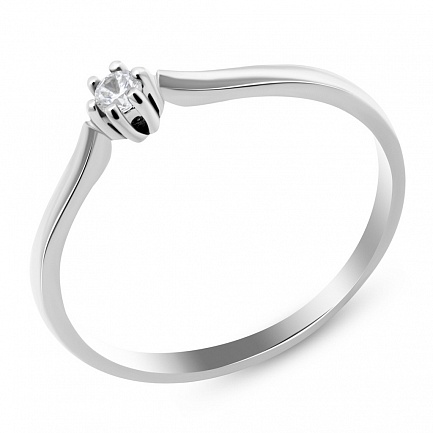 Кольцо помолвочное из белого золота с бриллиантом