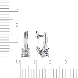 Серьги с английским замком из белого золота с бриллиантами