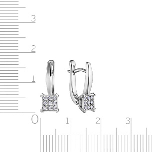 Серьги с английским замком из белого золота с бриллиантом