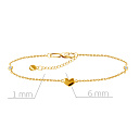 Браслет на ногу декоративный из желтого золота с фианитом, плетение якорное