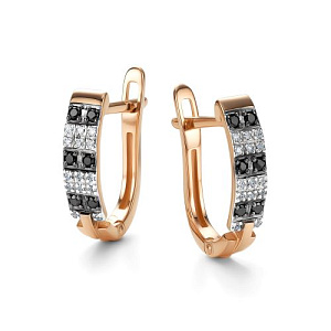 Серьги с английским замком из красного золота с бриллиантами