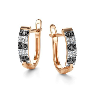 Серьги с английским замком из красного золота с бриллиантом