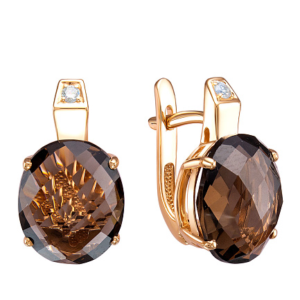 Серьги с английским замком из красного золота с бриллиантами