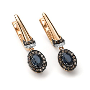 Серьги с английским замком из красного золота с бриллиантом