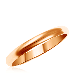 Кольцо обручальное гладкое из красного золота с бриллиантом