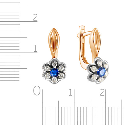 Серьги с английским замком из красного золота с бриллиантами