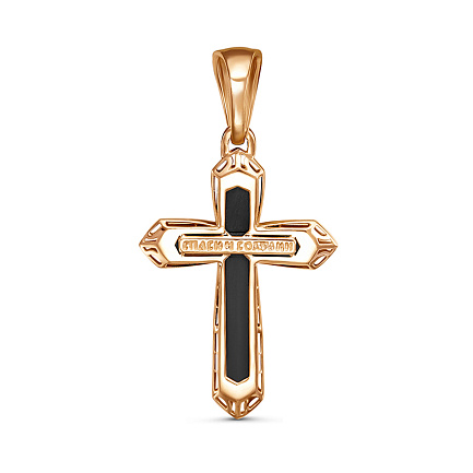 Крест из красного золота с фианитами