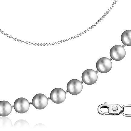 Цепь автомат из серебра, плетение перлина из шариков