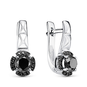 Серьги из белого золота с бриллиантом