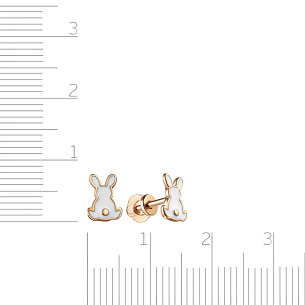 Пусеты детские из красного золота с эмалью