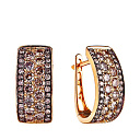 Серьги с английским замком из желтого золота с бриллиантами