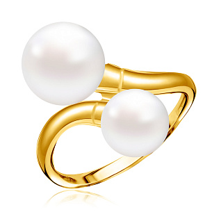 Кольцо из желтого золота с жемчугом