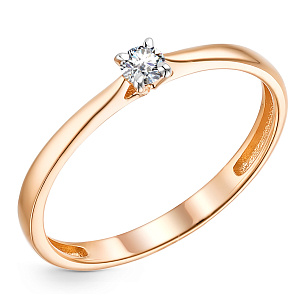 Кольцо из красного золота с бриллиантом