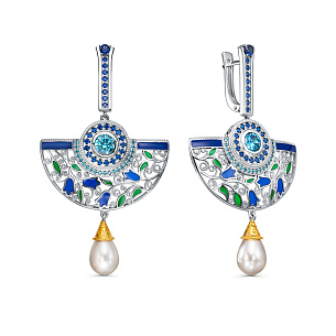 Серьги с английским замком из серебра с жемчугом