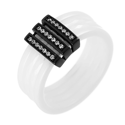 Кольцо из серебра с керамикой, фианитами