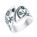 Кольцо из серебра с фианитом, эмалью