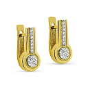 Серьги с английским замком из желтого золота с бриллиантами