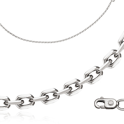 Цепь автомат из серебра, плетение якорное