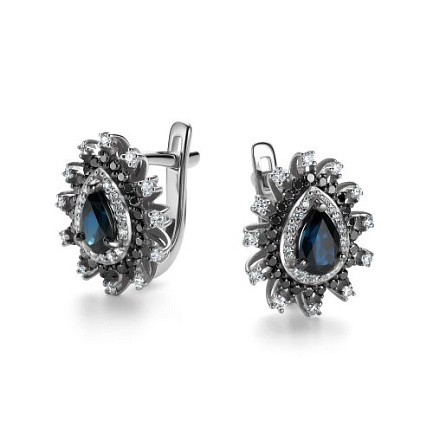 Серьги с английским замком из белого золота с бриллиантами