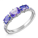 Кольцо из белого золота с бриллиантами, танзанитом