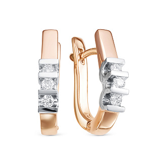 Серьги из красного золота с бриллиантом