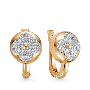 Серьги из красного золота с бриллиантом