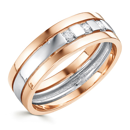 Кольцо обручальное из комбинированного золота