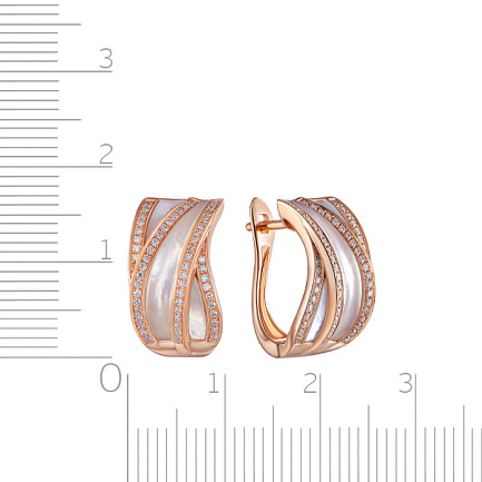 Серьги с английским замком из красного золота с бриллиантами