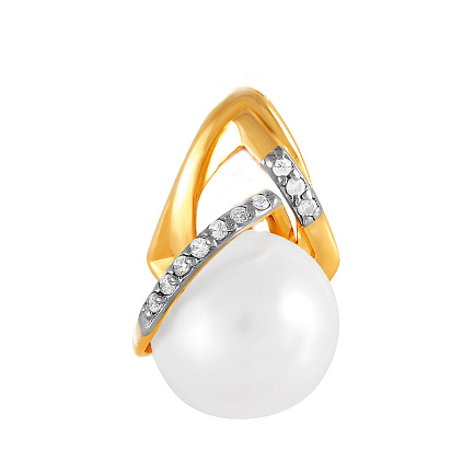 Подвеска из красного золота с жемчугом, фианитом