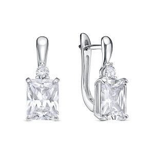 Серьги с английским замком из серебра с фианитами