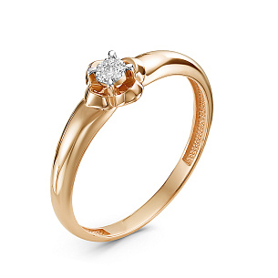 Кольцо из красного золота с бриллиантом