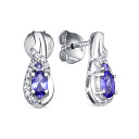 Серьги с английским замком из серебра с танзанитами