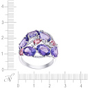 Кольцо из белого золота с бриллиантами, танзанитами