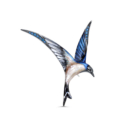 Брошь из серебра с фианитами