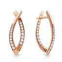 Серьги из красного золота с фианитом