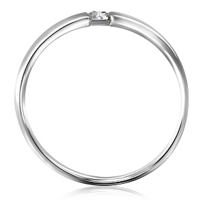 Кольцо обручальное из белого золота с бриллиантом