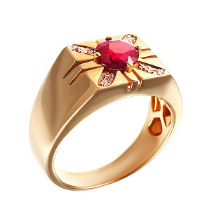 Печатка из желтого золота с топазом