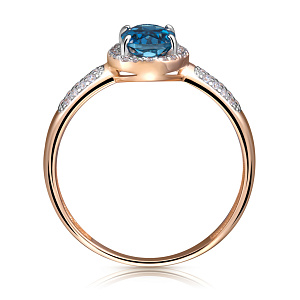 Кольцо из красного золота с топазом, фианитом