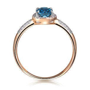 Кольцо из красного золота с топазом и фианитом