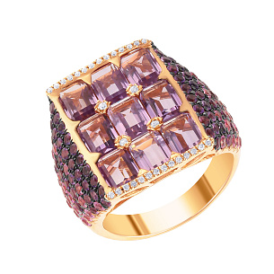 Кольцо из красного золота с аметистом
