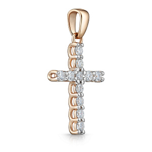 Крест декоративный из красного золота с бриллиантами