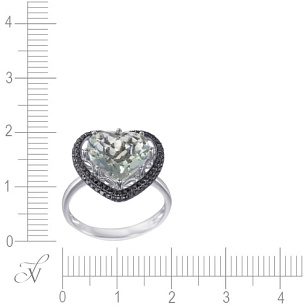 Кольцо из белого золота с бриллиантами, празиолитом