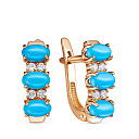 Серьги из красного золота с бриллиантами, бирюзой