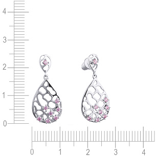 Пусеты из серебра с фианитом