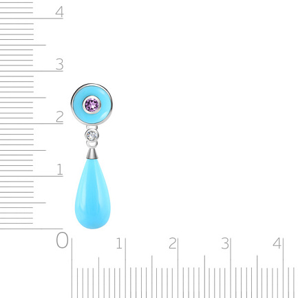 Подвеска из белого золота с бриллиантом, аметистом