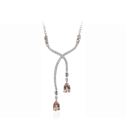 Колье из белого золота с бриллиантами, морганитами